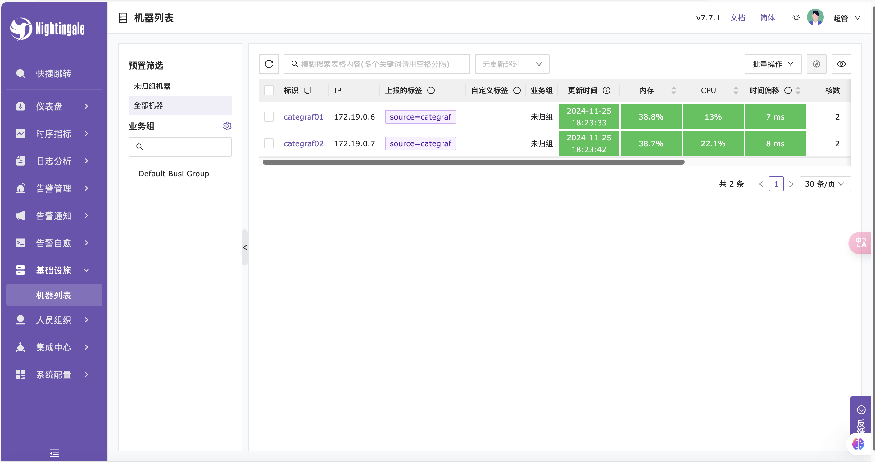 nightngale机器列表
